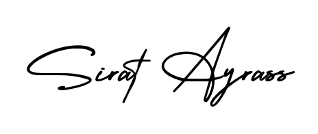 A sleek calligraphic signature for name Sirat Ayrass utilizing AmerikaSignatureDemo-Regular styling. Great for adding personal signatures to photos and art. Sirat Ayrass signature style 3 images and pictures png