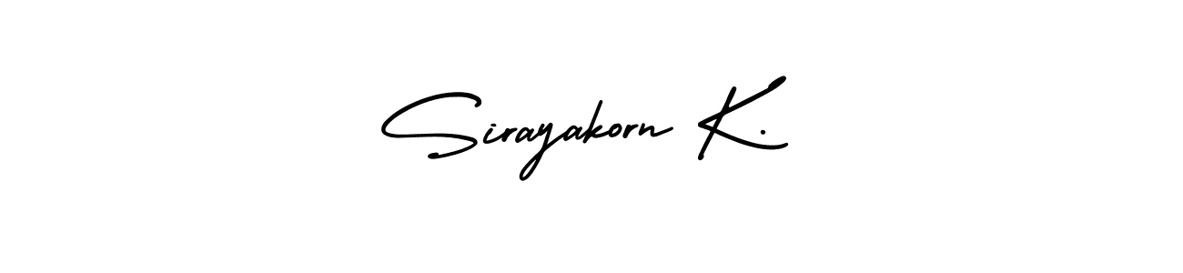 AmerikaSignatureDemo-Regular is a professional signature style that is perfect for those who want to add a touch of class to their signature. It is also a great choice for those who want to make their signature more unique. Get Sirayakorn K. name to fancy signature for free. Sirayakorn K. signature style 3 images and pictures png