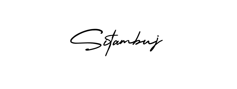 How to make Sitambuj name signature. Use AmerikaSignatureDemo-Regular style for creating short signs online. This is the latest handwritten sign. Sitambuj signature style 3 images and pictures png