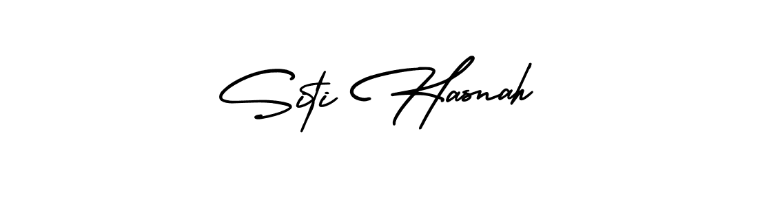 The best way (AmerikaSignatureDemo-Regular) to make a short signature is to pick only two or three words in your name. The name Siti Hasnah include a total of six letters. For converting this name. Siti Hasnah signature style 3 images and pictures png