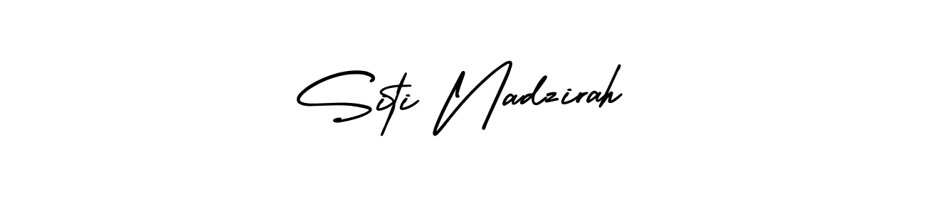 The best way (AmerikaSignatureDemo-Regular) to make a short signature is to pick only two or three words in your name. The name Siti Nadzirah include a total of six letters. For converting this name. Siti Nadzirah signature style 3 images and pictures png