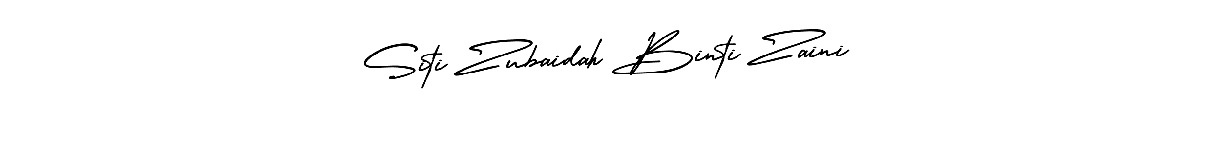 The best way (AmerikaSignatureDemo-Regular) to make a short signature is to pick only two or three words in your name. The name Siti Zubaidah Binti Zaini include a total of six letters. For converting this name. Siti Zubaidah Binti Zaini signature style 3 images and pictures png