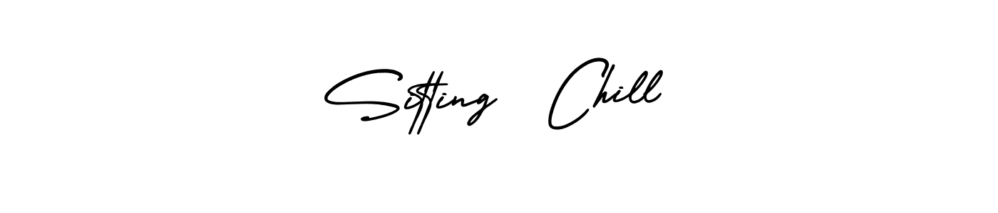 You should practise on your own different ways (AmerikaSignatureDemo-Regular) to write your name (Sitting  Chill) in signature. don't let someone else do it for you. Sitting  Chill signature style 3 images and pictures png