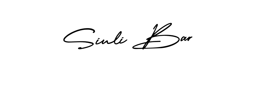 You should practise on your own different ways (AmerikaSignatureDemo-Regular) to write your name (Siuli Bar) in signature. don't let someone else do it for you. Siuli Bar signature style 3 images and pictures png