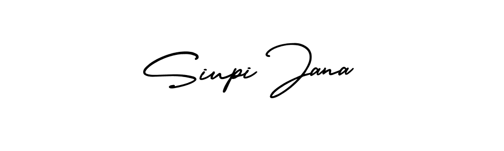 You should practise on your own different ways (AmerikaSignatureDemo-Regular) to write your name (Siupi Jana) in signature. don't let someone else do it for you. Siupi Jana signature style 3 images and pictures png