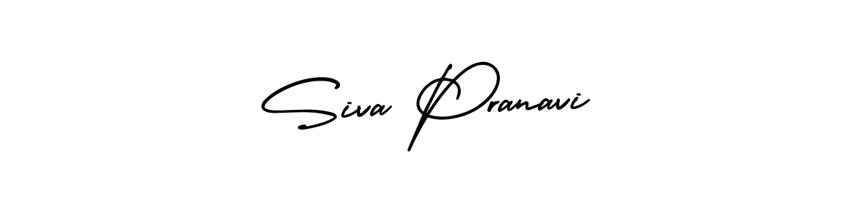 You should practise on your own different ways (AmerikaSignatureDemo-Regular) to write your name (Siva Pranavi) in signature. don't let someone else do it for you. Siva Pranavi signature style 3 images and pictures png