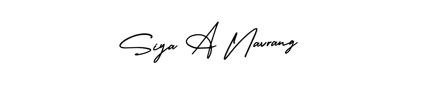 This is the best signature style for the Siya A Navrang name. Also you like these signature font (AmerikaSignatureDemo-Regular). Mix name signature. Siya A Navrang signature style 3 images and pictures png