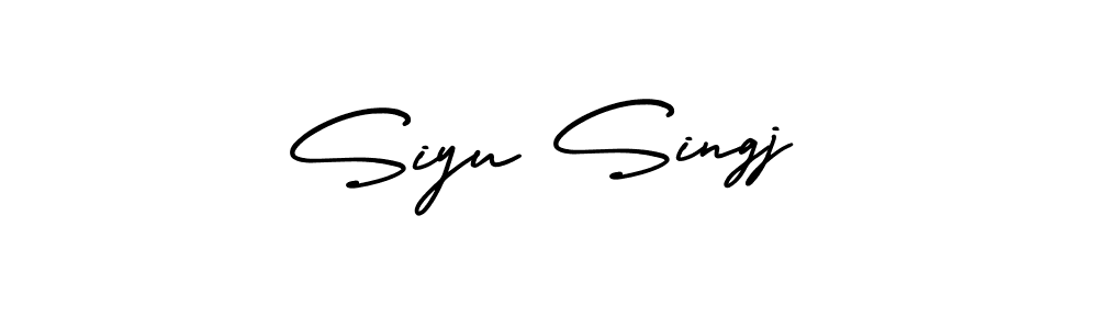 You should practise on your own different ways (AmerikaSignatureDemo-Regular) to write your name (Siyu Singj) in signature. don't let someone else do it for you. Siyu Singj signature style 3 images and pictures png