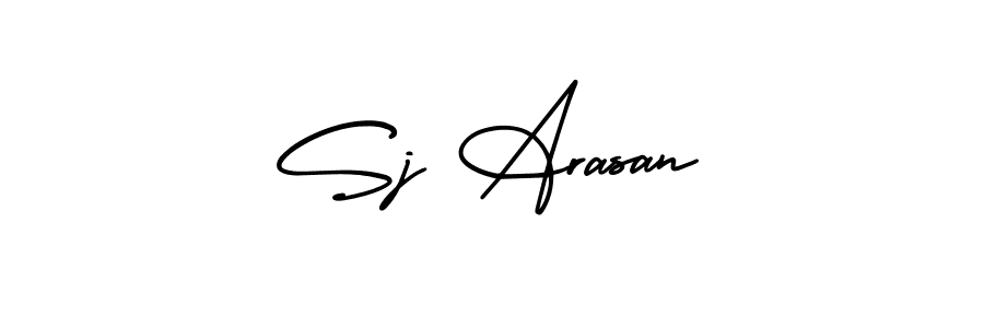 How to make Sj Arasan name signature. Use AmerikaSignatureDemo-Regular style for creating short signs online. This is the latest handwritten sign. Sj Arasan signature style 3 images and pictures png
