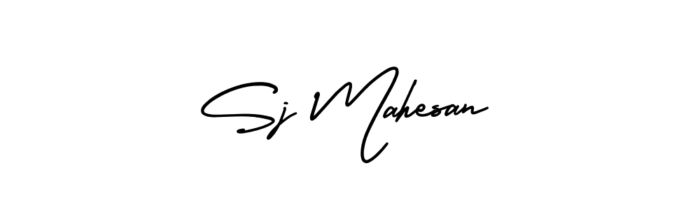 You should practise on your own different ways (AmerikaSignatureDemo-Regular) to write your name (Sj Mahesan) in signature. don't let someone else do it for you. Sj Mahesan signature style 3 images and pictures png