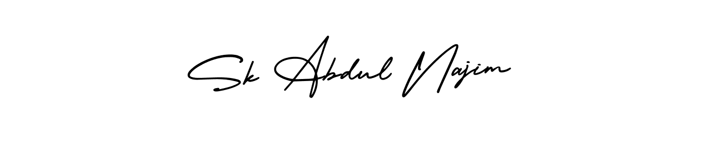 This is the best signature style for the Sk Abdul Najim name. Also you like these signature font (AmerikaSignatureDemo-Regular). Mix name signature. Sk Abdul Najim signature style 3 images and pictures png