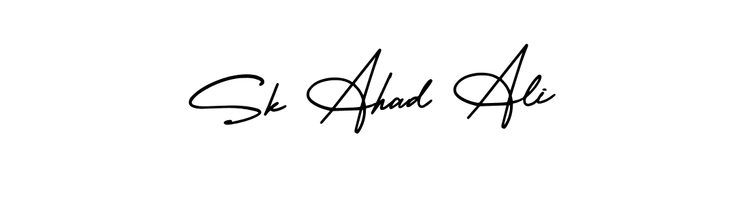 This is the best signature style for the Sk Ahad Ali name. Also you like these signature font (AmerikaSignatureDemo-Regular). Mix name signature. Sk Ahad Ali signature style 3 images and pictures png