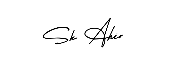 Create a beautiful signature design for name Sk Ahir. With this signature (AmerikaSignatureDemo-Regular) fonts, you can make a handwritten signature for free. Sk Ahir signature style 3 images and pictures png