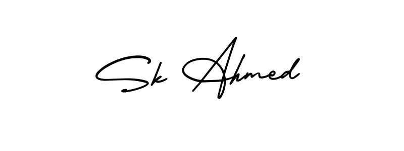 The best way (AmerikaSignatureDemo-Regular) to make a short signature is to pick only two or three words in your name. The name Sk Ahmed include a total of six letters. For converting this name. Sk Ahmed signature style 3 images and pictures png