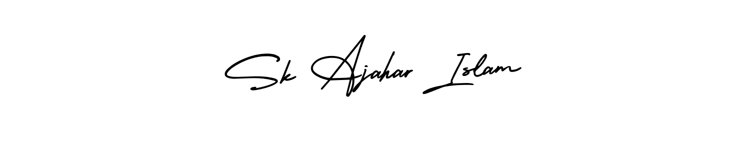 You should practise on your own different ways (AmerikaSignatureDemo-Regular) to write your name (Sk Ajahar Islam) in signature. don't let someone else do it for you. Sk Ajahar Islam signature style 3 images and pictures png