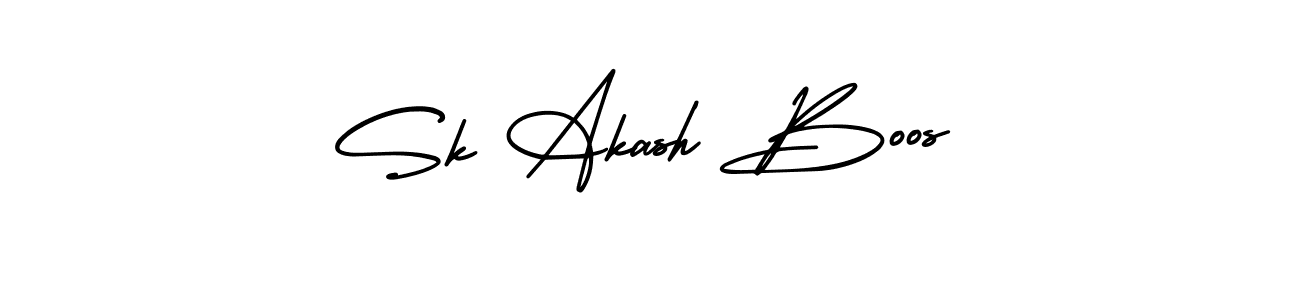 This is the best signature style for the Sk Akash Boos name. Also you like these signature font (AmerikaSignatureDemo-Regular). Mix name signature. Sk Akash Boos signature style 3 images and pictures png