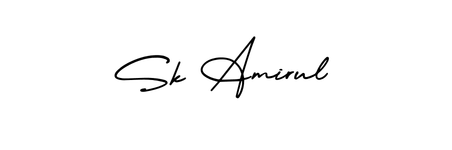 How to make Sk Amirul name signature. Use AmerikaSignatureDemo-Regular style for creating short signs online. This is the latest handwritten sign. Sk Amirul signature style 3 images and pictures png