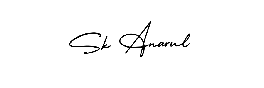 You should practise on your own different ways (AmerikaSignatureDemo-Regular) to write your name (Sk Anarul) in signature. don't let someone else do it for you. Sk Anarul signature style 3 images and pictures png