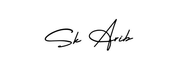How to make Sk Arib name signature. Use AmerikaSignatureDemo-Regular style for creating short signs online. This is the latest handwritten sign. Sk Arib signature style 3 images and pictures png