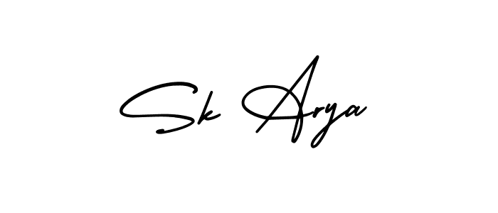 How to make Sk Arya name signature. Use AmerikaSignatureDemo-Regular style for creating short signs online. This is the latest handwritten sign. Sk Arya signature style 3 images and pictures png