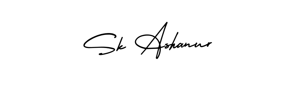 Sk Ashanur stylish signature style. Best Handwritten Sign (AmerikaSignatureDemo-Regular) for my name. Handwritten Signature Collection Ideas for my name Sk Ashanur. Sk Ashanur signature style 3 images and pictures png