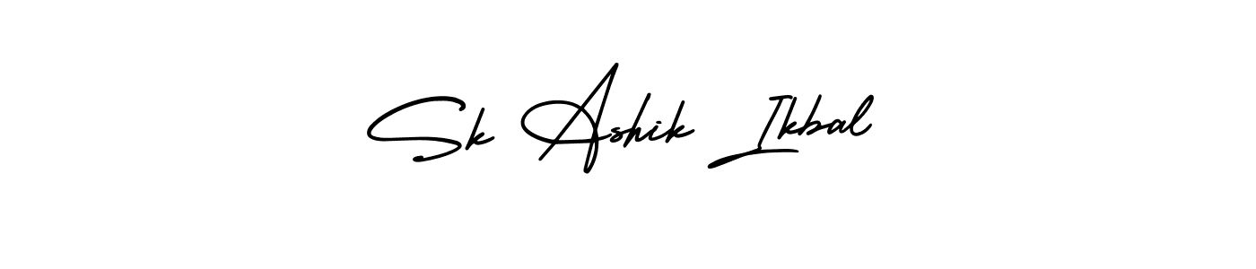 You should practise on your own different ways (AmerikaSignatureDemo-Regular) to write your name (Sk Ashik Ikbal) in signature. don't let someone else do it for you. Sk Ashik Ikbal signature style 3 images and pictures png