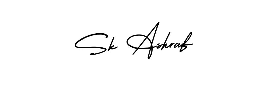 How to make Sk Ashraf name signature. Use AmerikaSignatureDemo-Regular style for creating short signs online. This is the latest handwritten sign. Sk Ashraf signature style 3 images and pictures png