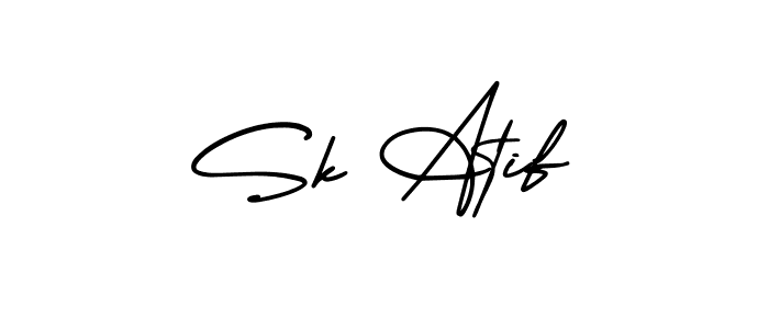 Sk Atif stylish signature style. Best Handwritten Sign (AmerikaSignatureDemo-Regular) for my name. Handwritten Signature Collection Ideas for my name Sk Atif. Sk Atif signature style 3 images and pictures png