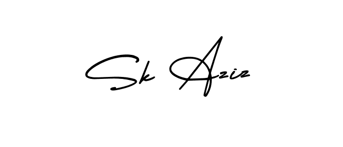 How to make Sk Aziz signature? AmerikaSignatureDemo-Regular is a professional autograph style. Create handwritten signature for Sk Aziz name. Sk Aziz signature style 3 images and pictures png
