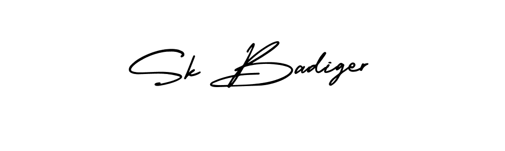You should practise on your own different ways (AmerikaSignatureDemo-Regular) to write your name (Sk Badiger) in signature. don't let someone else do it for you. Sk Badiger signature style 3 images and pictures png