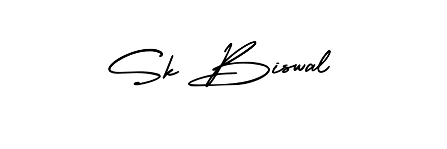 The best way (AmerikaSignatureDemo-Regular) to make a short signature is to pick only two or three words in your name. The name Sk Biswal include a total of six letters. For converting this name. Sk Biswal signature style 3 images and pictures png