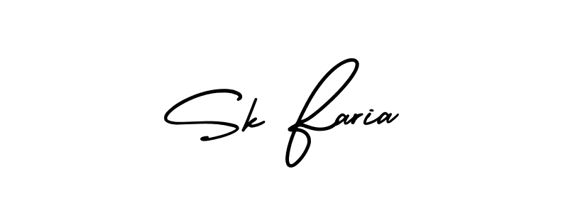 You should practise on your own different ways (AmerikaSignatureDemo-Regular) to write your name (Sk Faria) in signature. don't let someone else do it for you. Sk Faria signature style 3 images and pictures png