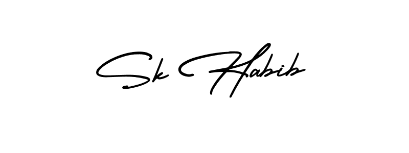 How to make Sk Habib name signature. Use AmerikaSignatureDemo-Regular style for creating short signs online. This is the latest handwritten sign. Sk Habib signature style 3 images and pictures png