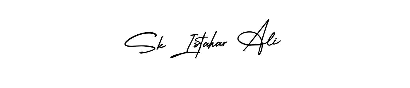 The best way (AmerikaSignatureDemo-Regular) to make a short signature is to pick only two or three words in your name. The name Sk Istahar Ali include a total of six letters. For converting this name. Sk Istahar Ali signature style 3 images and pictures png