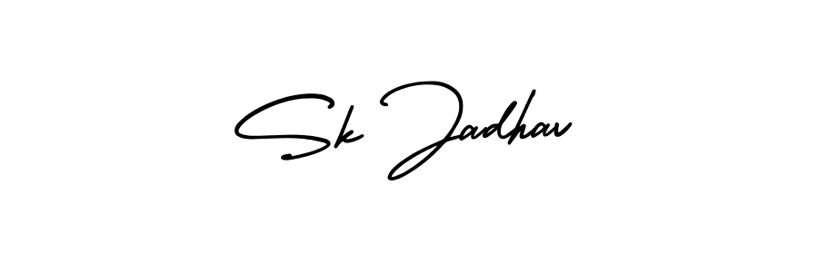 The best way (AmerikaSignatureDemo-Regular) to make a short signature is to pick only two or three words in your name. The name Sk Jadhav include a total of six letters. For converting this name. Sk Jadhav signature style 3 images and pictures png