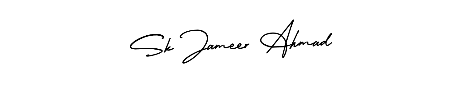 This is the best signature style for the Sk Jameer Ahmad name. Also you like these signature font (AmerikaSignatureDemo-Regular). Mix name signature. Sk Jameer Ahmad signature style 3 images and pictures png