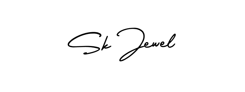 How to make Sk Jewel name signature. Use AmerikaSignatureDemo-Regular style for creating short signs online. This is the latest handwritten sign. Sk Jewel signature style 3 images and pictures png