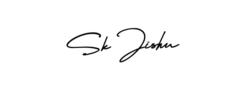 How to Draw Sk Jishu signature style? AmerikaSignatureDemo-Regular is a latest design signature styles for name Sk Jishu. Sk Jishu signature style 3 images and pictures png