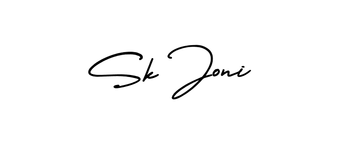You should practise on your own different ways (AmerikaSignatureDemo-Regular) to write your name (Sk Joni) in signature. don't let someone else do it for you. Sk Joni signature style 3 images and pictures png