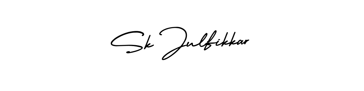 You should practise on your own different ways (AmerikaSignatureDemo-Regular) to write your name (Sk Julfikkar) in signature. don't let someone else do it for you. Sk Julfikkar signature style 3 images and pictures png