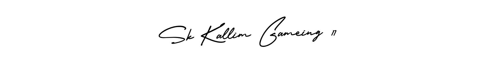 You should practise on your own different ways (AmerikaSignatureDemo-Regular) to write your name (Sk Kallim Gameing 17) in signature. don't let someone else do it for you. Sk Kallim Gameing 17 signature style 3 images and pictures png