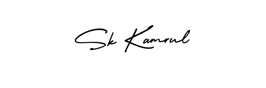 You should practise on your own different ways (AmerikaSignatureDemo-Regular) to write your name (Sk Kamrul) in signature. don't let someone else do it for you. Sk Kamrul signature style 3 images and pictures png