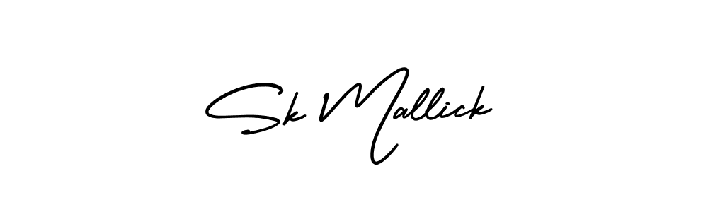 Sk Mallick stylish signature style. Best Handwritten Sign (AmerikaSignatureDemo-Regular) for my name. Handwritten Signature Collection Ideas for my name Sk Mallick. Sk Mallick signature style 3 images and pictures png