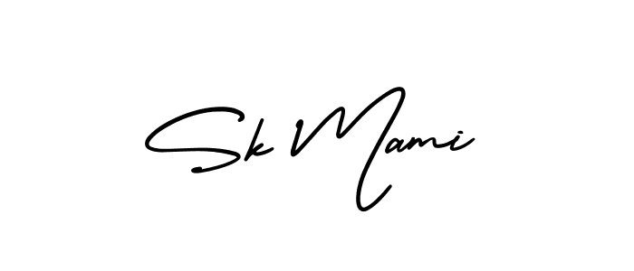This is the best signature style for the Sk Mami name. Also you like these signature font (AmerikaSignatureDemo-Regular). Mix name signature. Sk Mami signature style 3 images and pictures png
