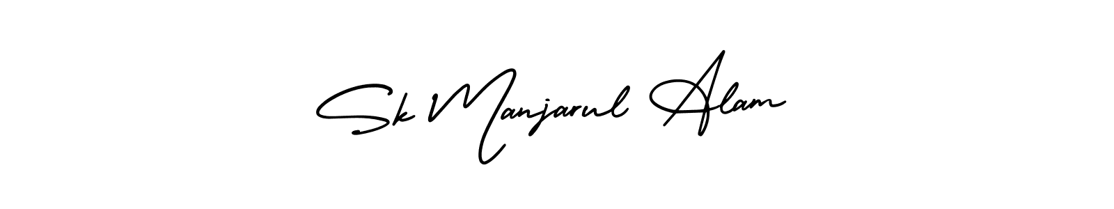 This is the best signature style for the Sk Manjarul Alam name. Also you like these signature font (AmerikaSignatureDemo-Regular). Mix name signature. Sk Manjarul Alam signature style 3 images and pictures png