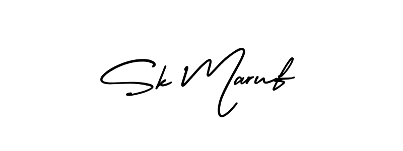 How to make Sk Maruf name signature. Use AmerikaSignatureDemo-Regular style for creating short signs online. This is the latest handwritten sign. Sk Maruf signature style 3 images and pictures png