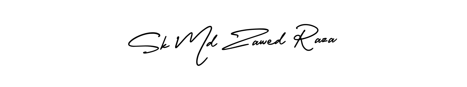You should practise on your own different ways (AmerikaSignatureDemo-Regular) to write your name (Sk Md Zawed Raza) in signature. don't let someone else do it for you. Sk Md Zawed Raza signature style 3 images and pictures png