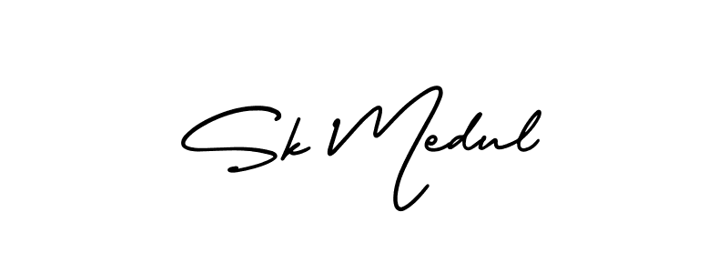 The best way (AmerikaSignatureDemo-Regular) to make a short signature is to pick only two or three words in your name. The name Sk Medul include a total of six letters. For converting this name. Sk Medul signature style 3 images and pictures png