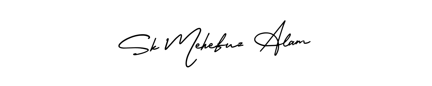 You should practise on your own different ways (AmerikaSignatureDemo-Regular) to write your name (Sk Mehefuz Alam) in signature. don't let someone else do it for you. Sk Mehefuz Alam signature style 3 images and pictures png