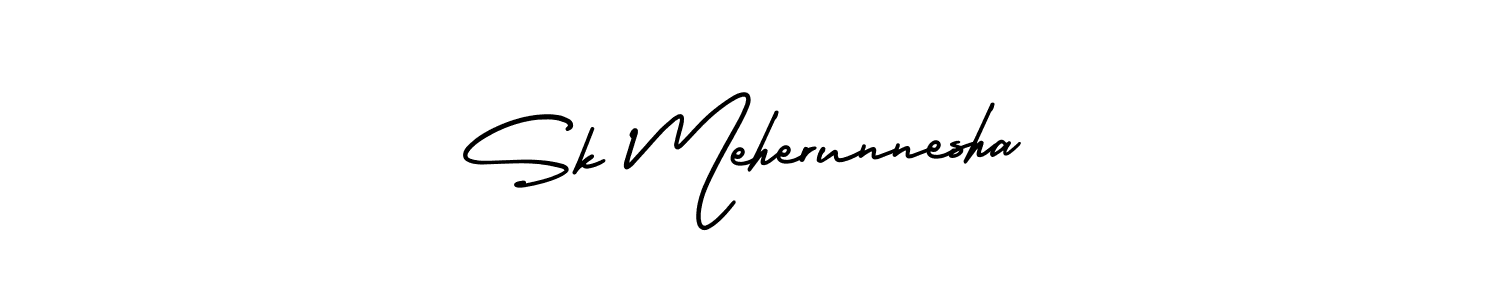 if you are searching for the best signature style for your name Sk Meherunnesha. so please give up your signature search. here we have designed multiple signature styles  using AmerikaSignatureDemo-Regular. Sk Meherunnesha signature style 3 images and pictures png